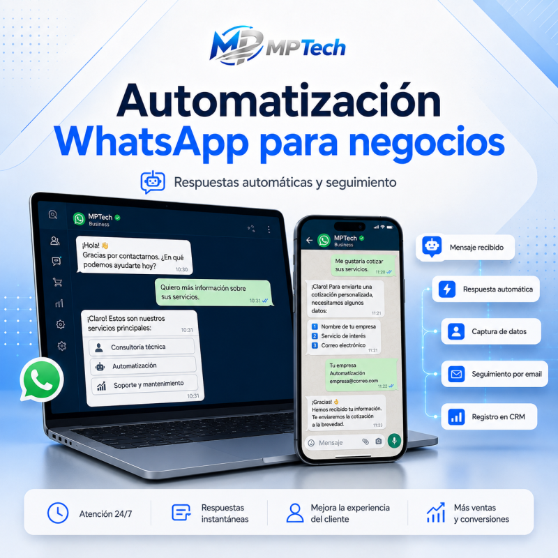 Automatización WhatsApp para negocios | MPTech Solutions